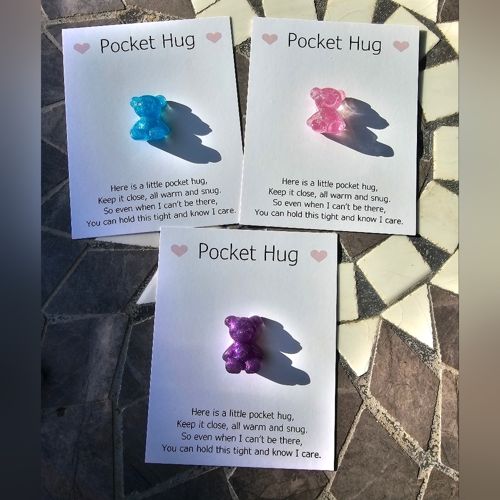 NEW Handmade Mini Resin Bear, Pocket Hug